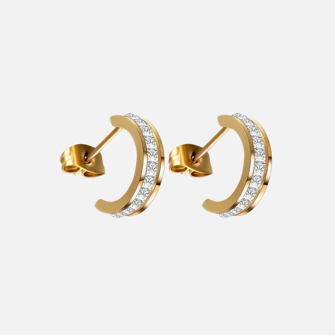 Gold Crystal Mini Hoop Earrings