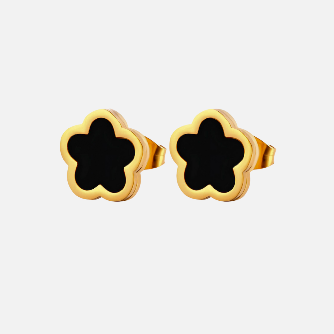Black Flower Stud Earrings