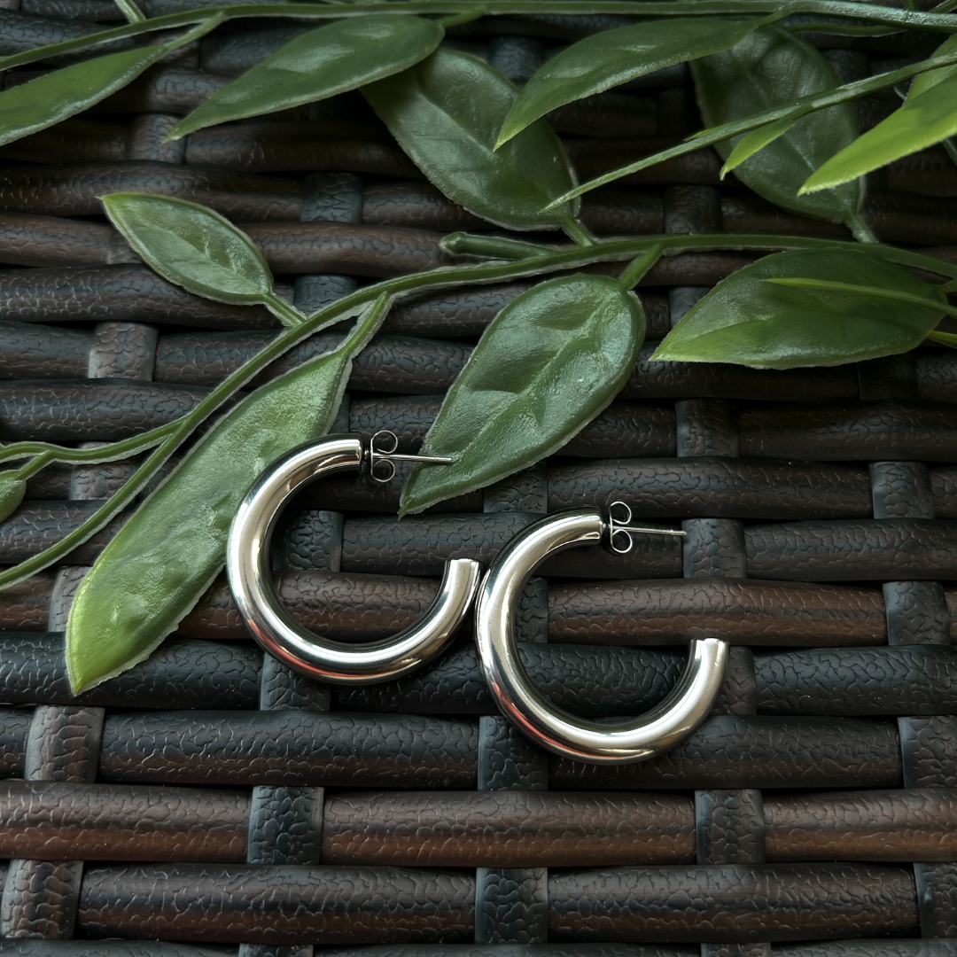 Silver Half Hoop Earrings