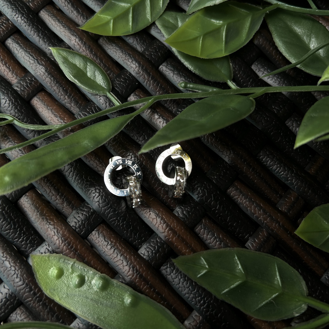 Silver Double Ring Earrings