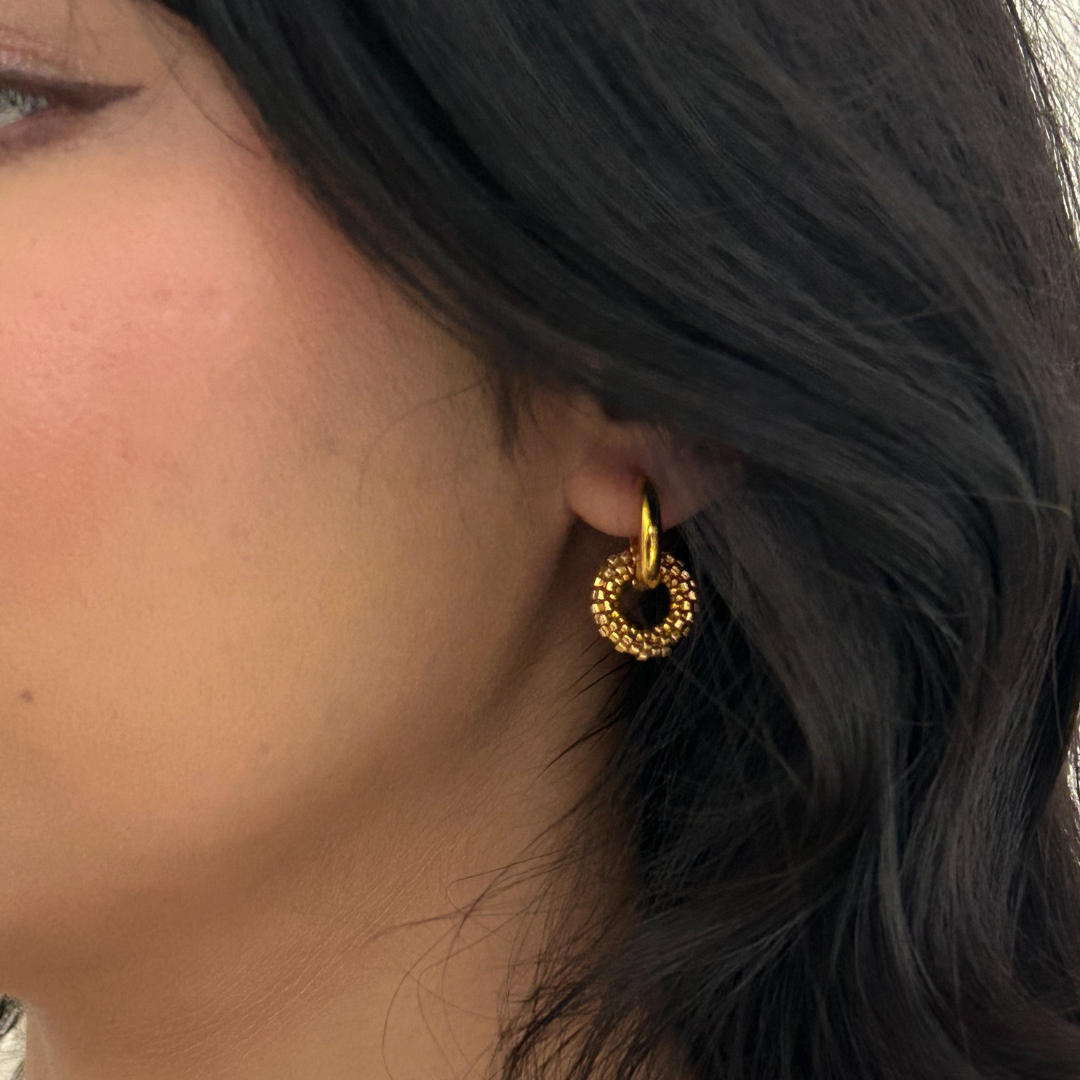 Beaded Metali Round Earrings