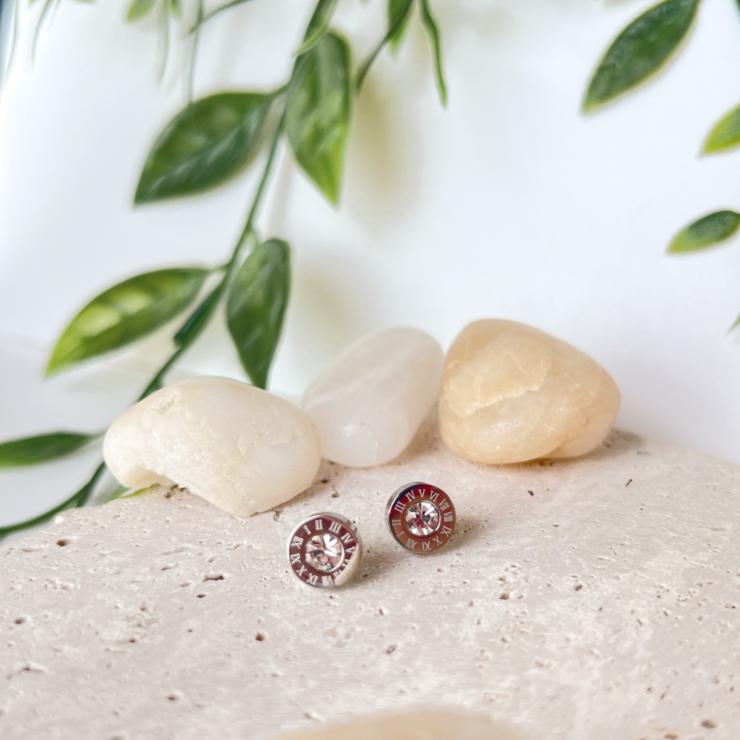 Silver Crystal Stud Earrings
