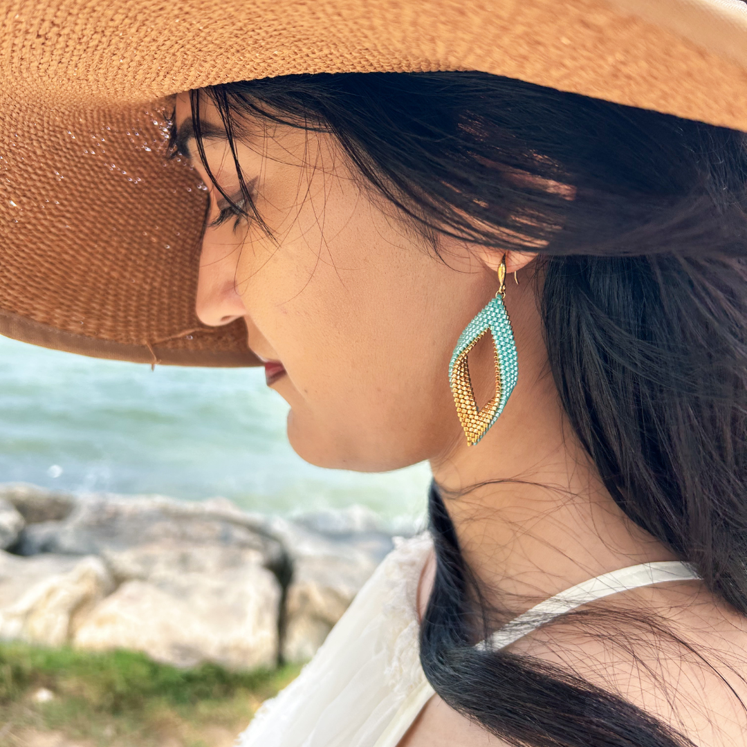 Beaded Bluu Twist Earrings