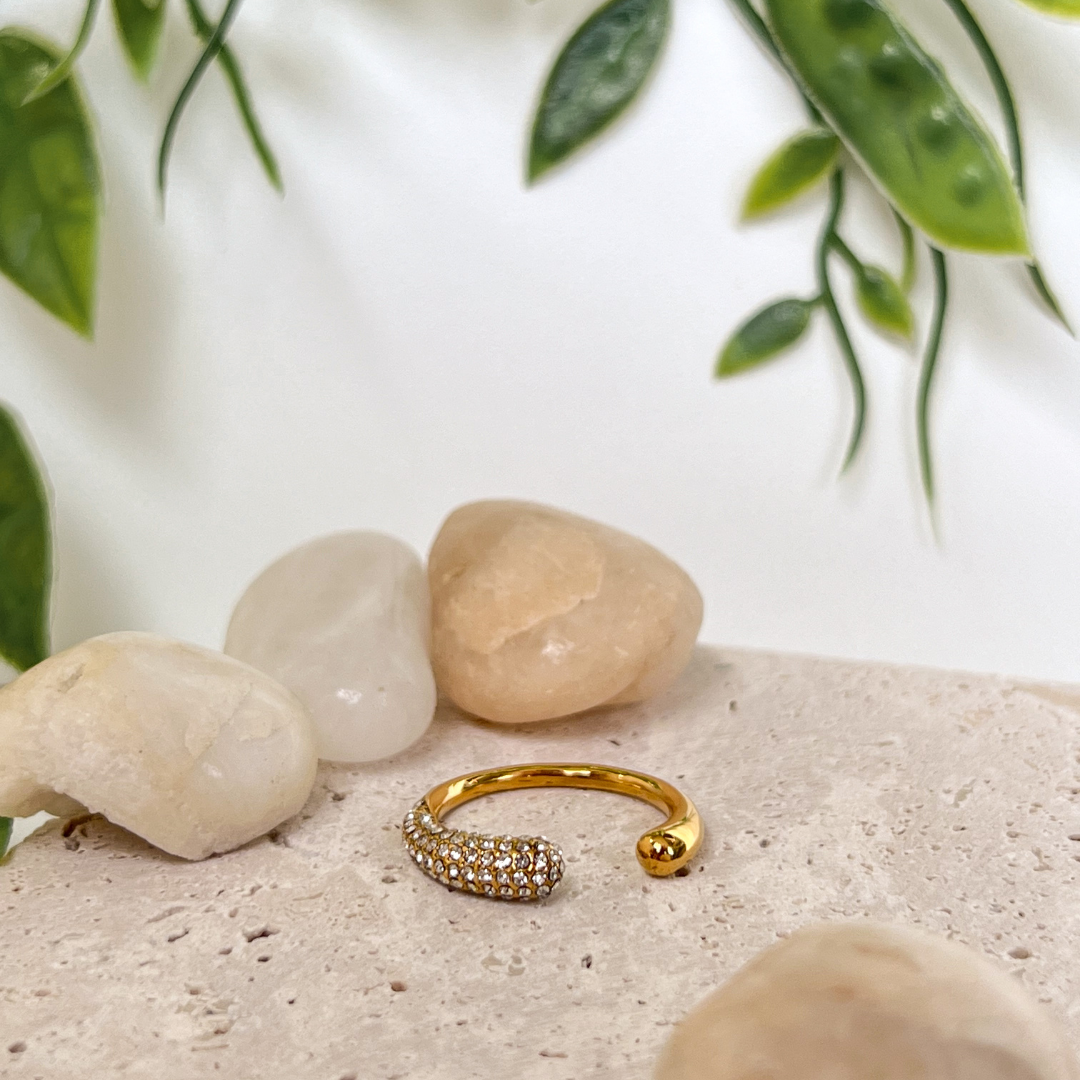 Gold Water Drop Crystal Ring