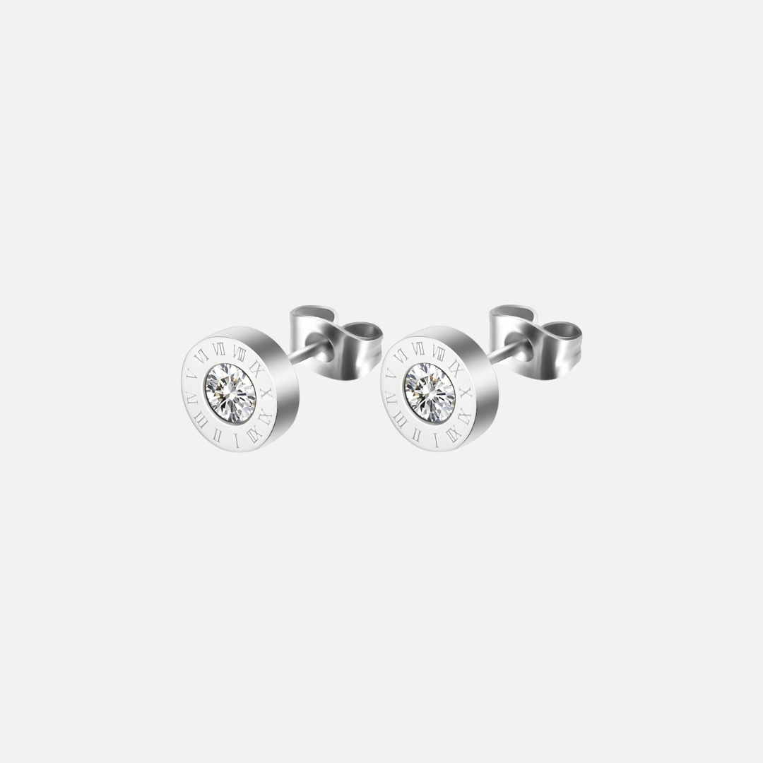 Silver Crystal Stud Earrings