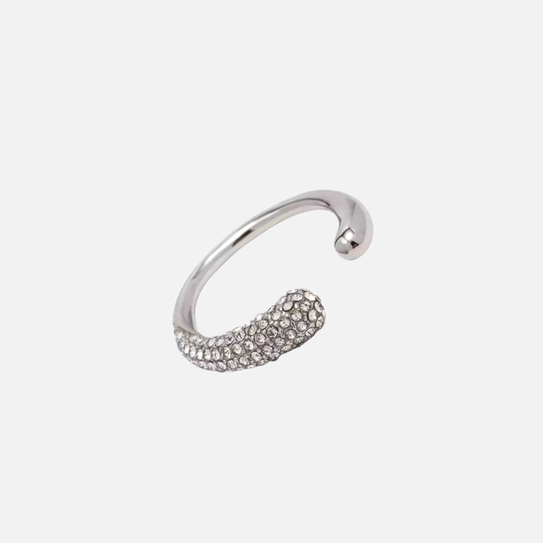 Silver Water Drop Crystal Ring