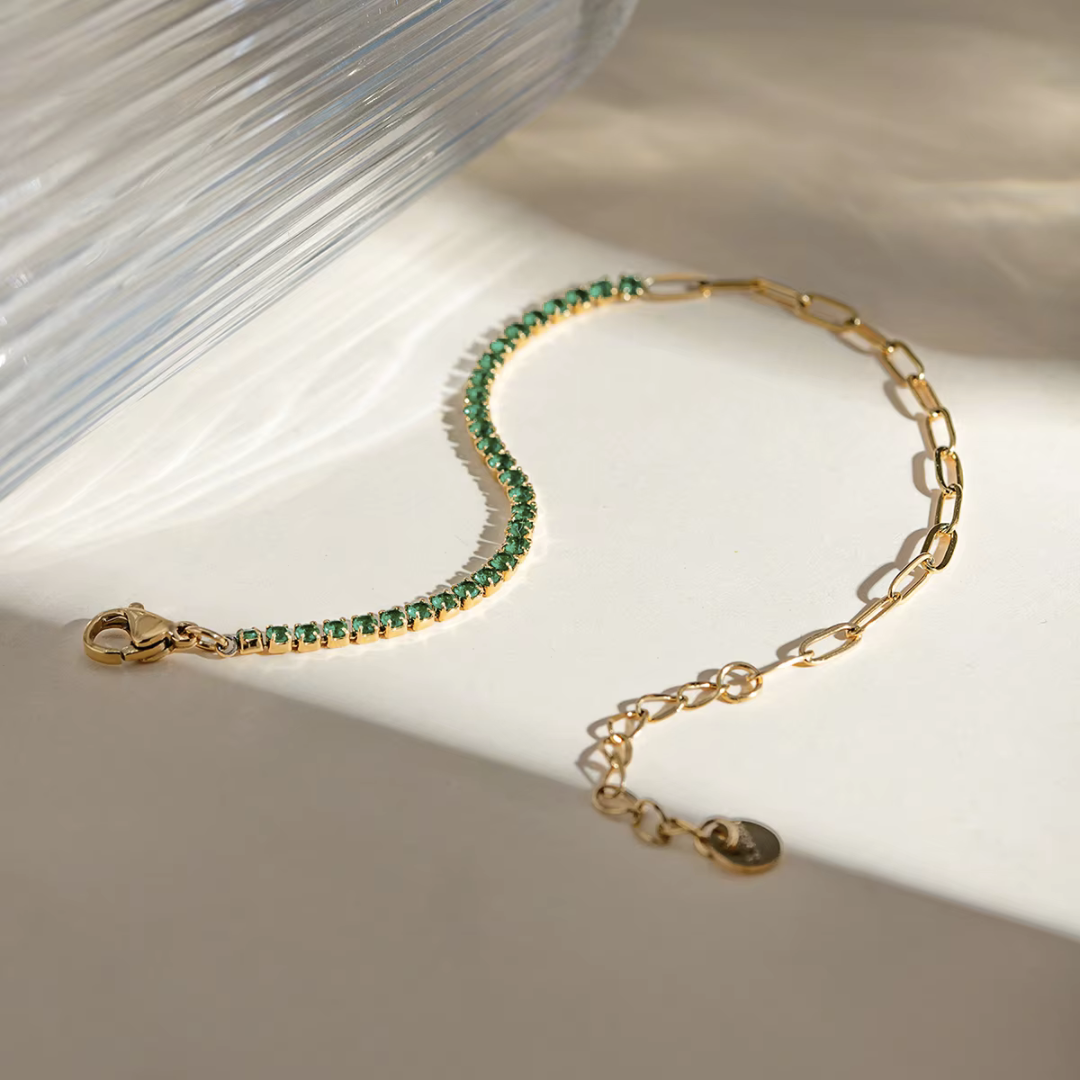 Green Chain Tennis Bracelet