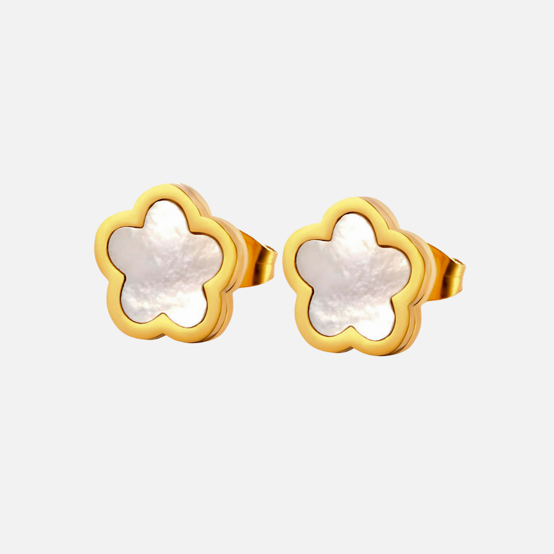 White Flower Stud Earrings
