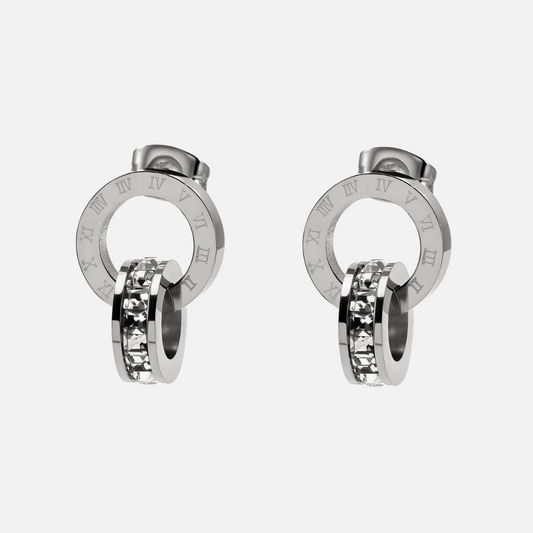 Silver Double Ring Earrings