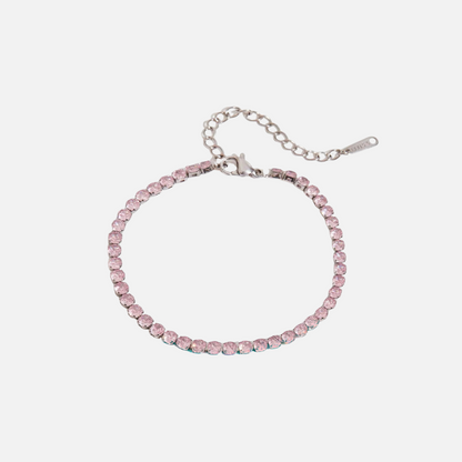 Pink Tennis Bracelet (Silver)
