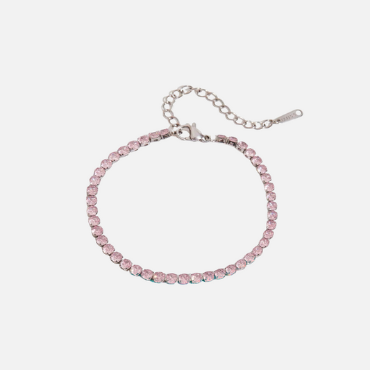 Pink Tennis Bracelet (Silver)