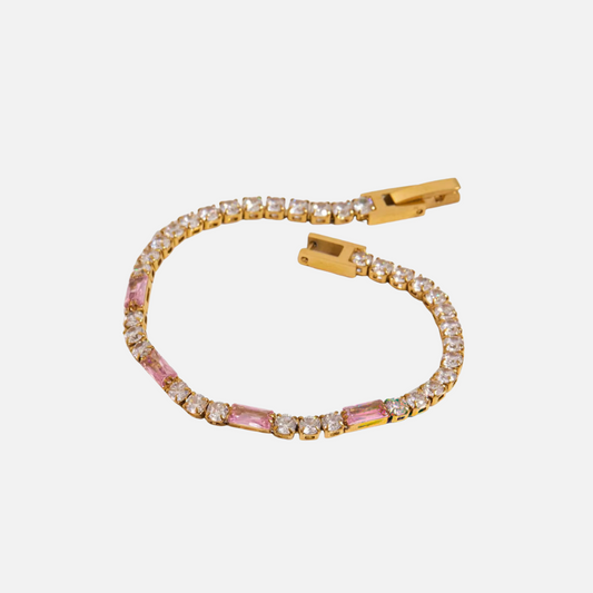 Pink Tennis Bracelet (Gold)