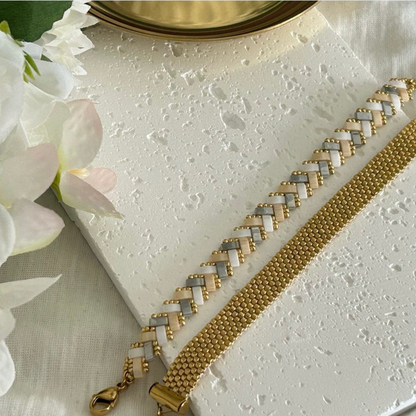Beaded Bracelet Gold Flat