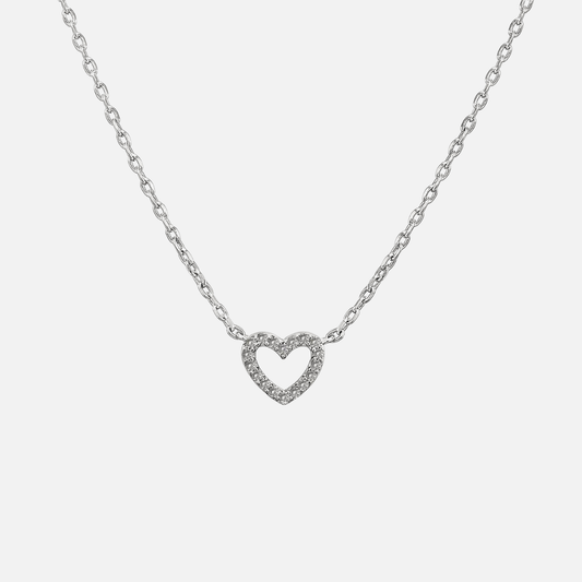 Silver Crystal Heart Necklace