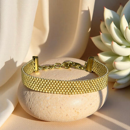 Beaded Bracelet Gold Flat