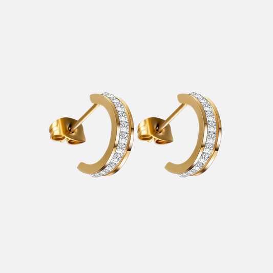 Gold Crystal Mini Hoop Earrings