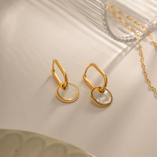 White Shell Pendant Earrings