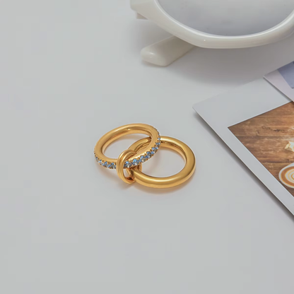 Blue Crystal Chain Link Ring