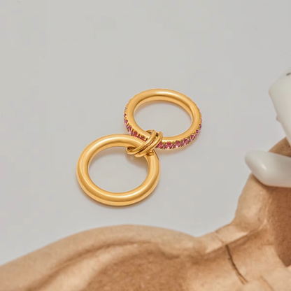 Pink Crystal Chain Link Ring