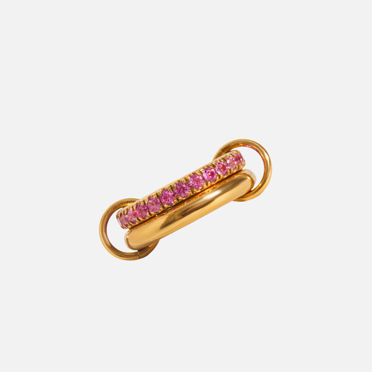 Pink Crystal Chain Link Ring