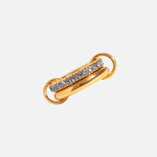Blue Crystal Chain Link Ring