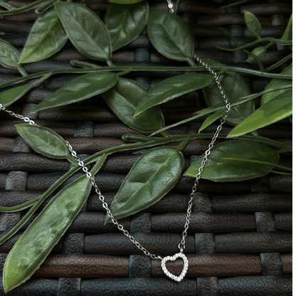 Silver Crystal Heart Necklace