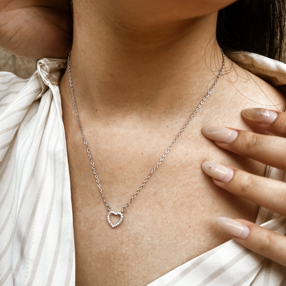 Silver Crystal Heart Necklace