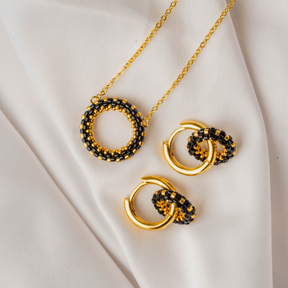 Beaded Uzuri Round Earrings