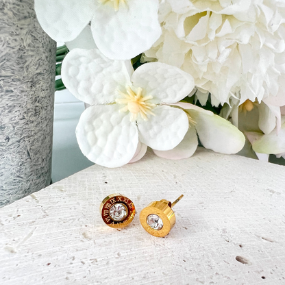 Gold Crystal Stud Earrings