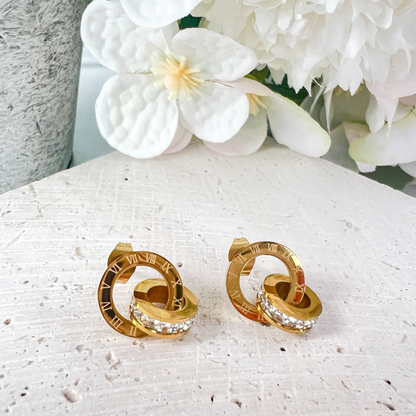 Gold Double Ring Earrings