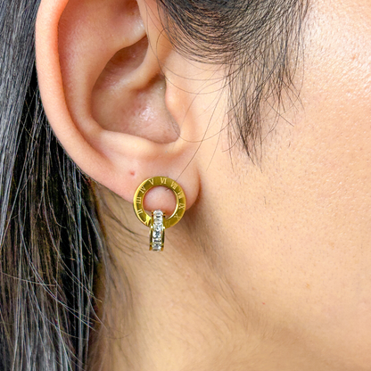 Gold Double Ring Earrings