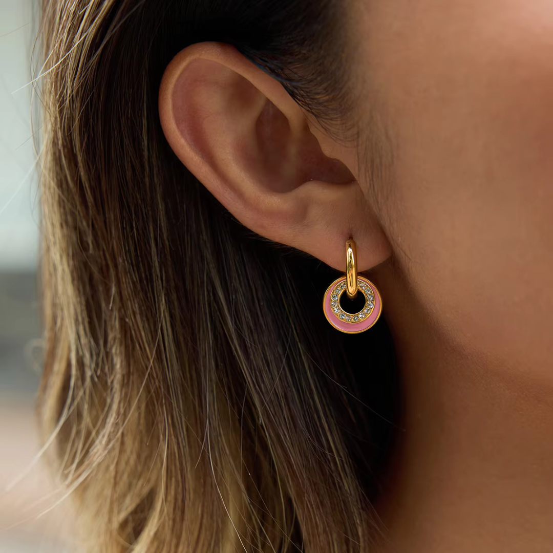 Pink Enamel Earrings