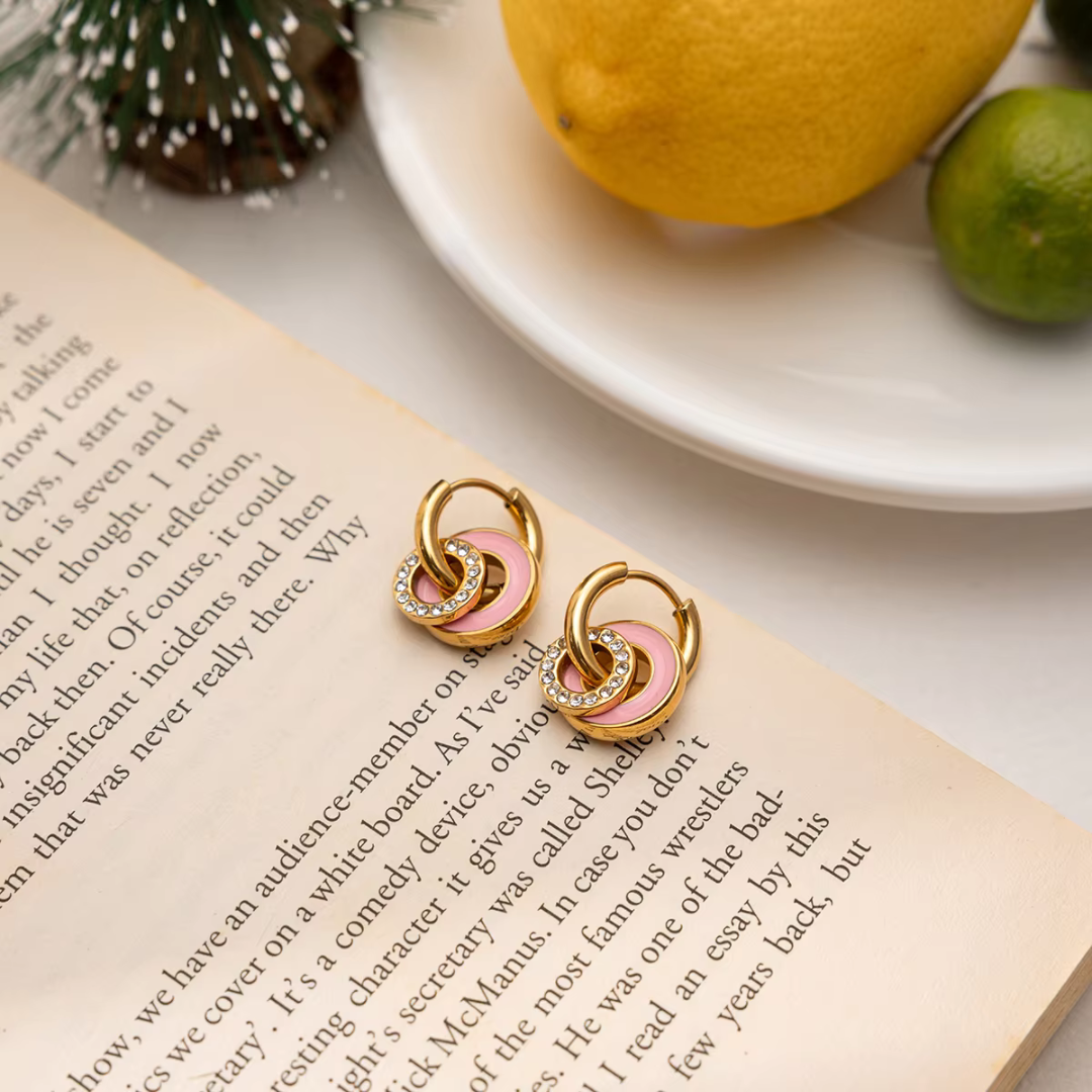 Pink Enamel Earrings