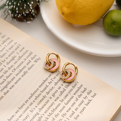 Pink Enamel Earrings