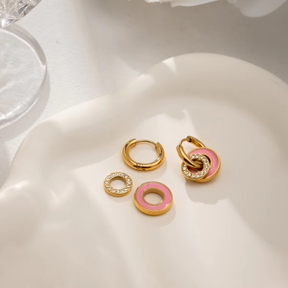 Pink Enamel Earrings