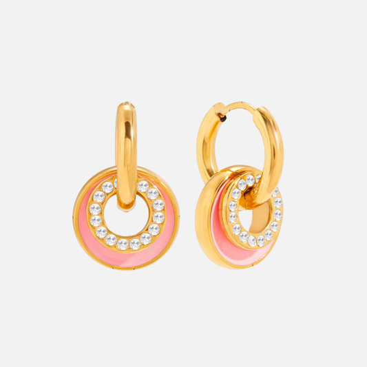 Pink Enamel Earrings