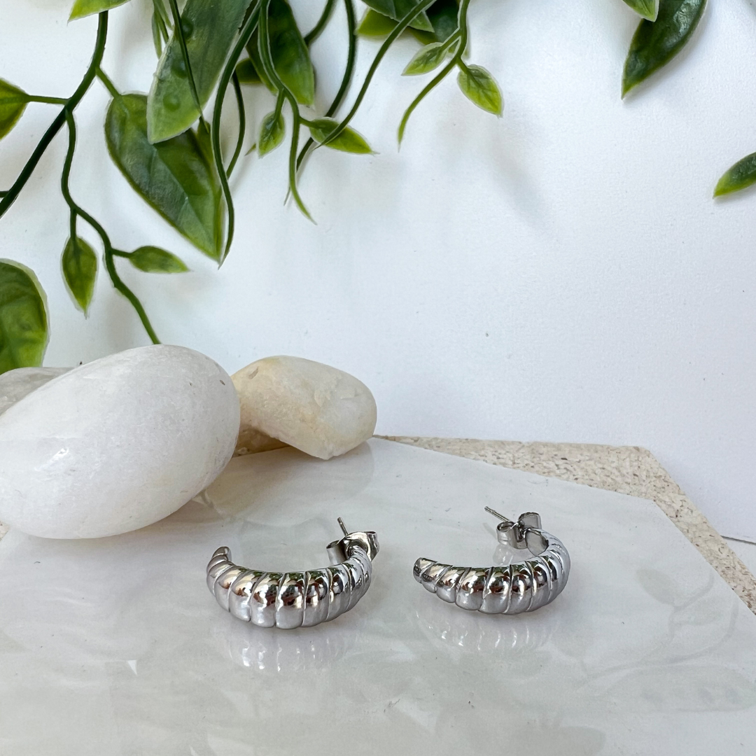 Silk Twist Hoops Silver
