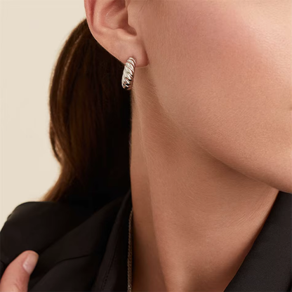 Silk Twist Hoops Silver