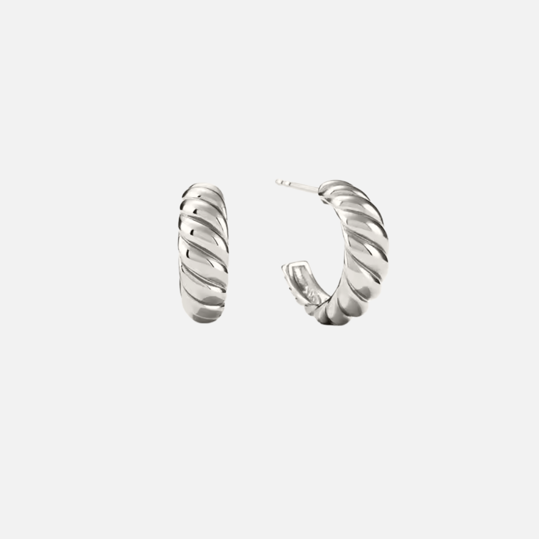 Silk Twist Hoops Silver