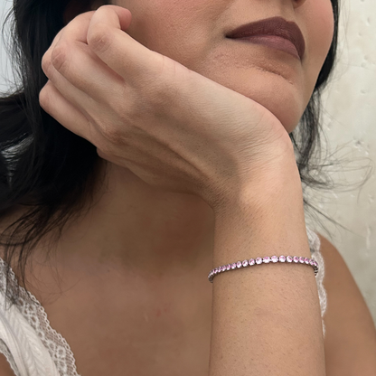 Pink Tennis Bracelet (Silver)