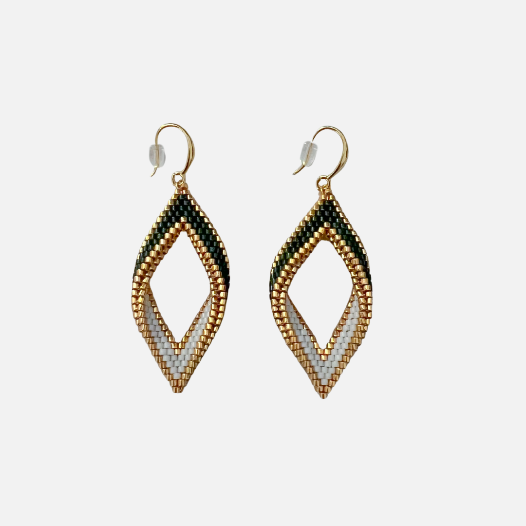 Emerald Twist Woven Earrings