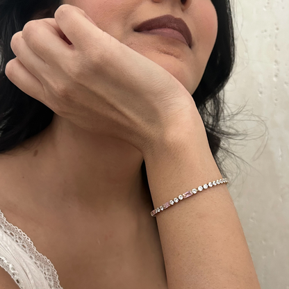 Pink Tennis Bracelet (Gold)