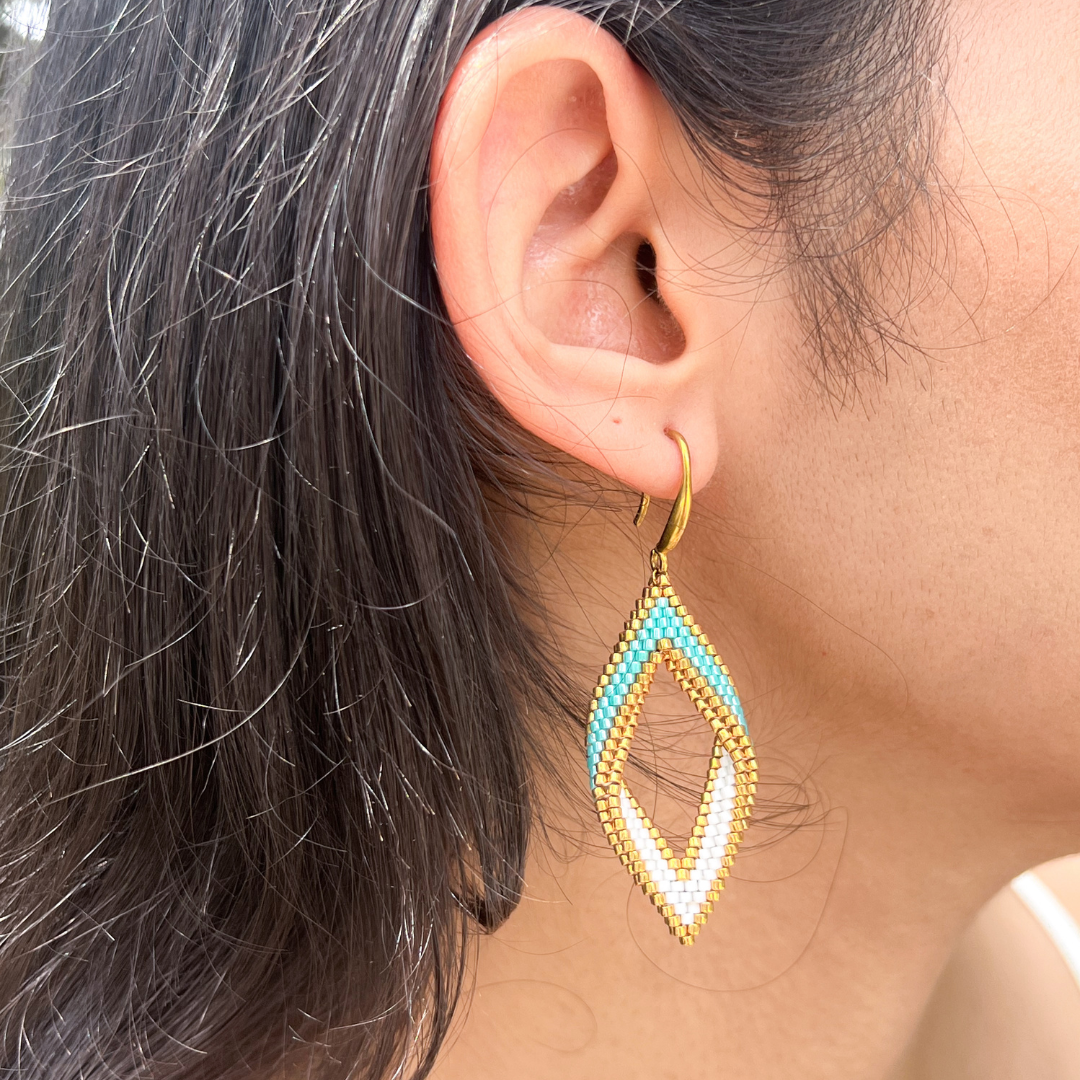 Beaded Bluu Twist Earrings