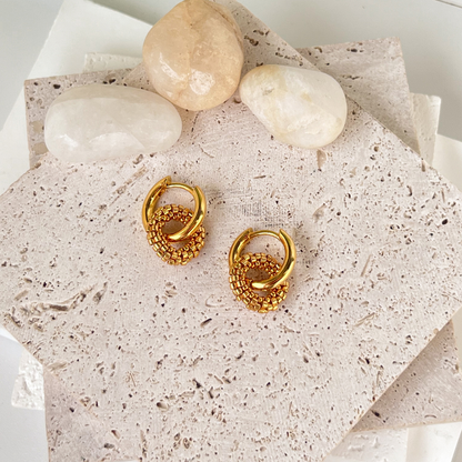 Beaded Metali Round Earrings