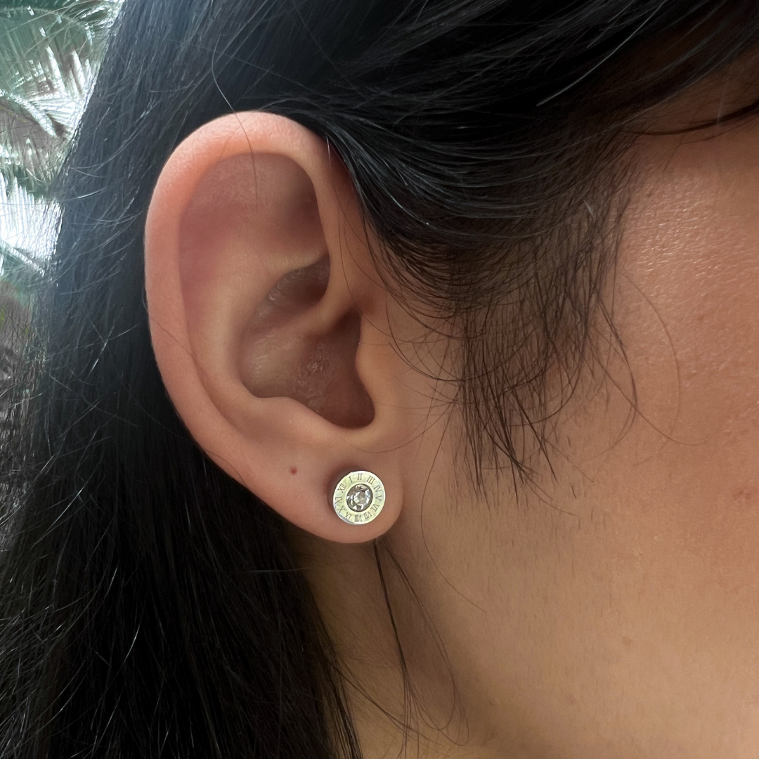 Silver Crystal Stud Earrings