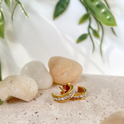 Gold Crystal Mini Hoop Earrings