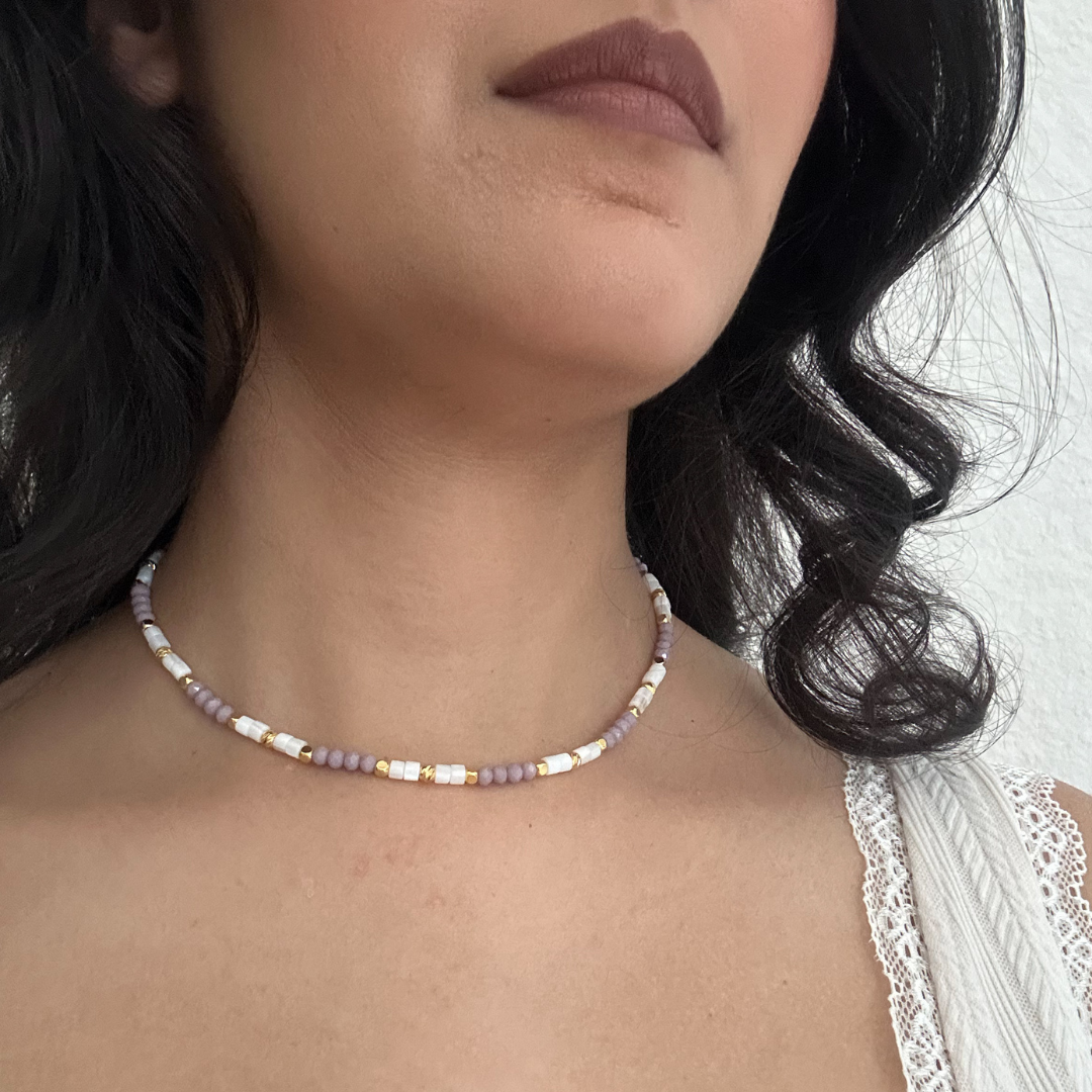 Beaded Crystal Tsavo Indigo Necklace