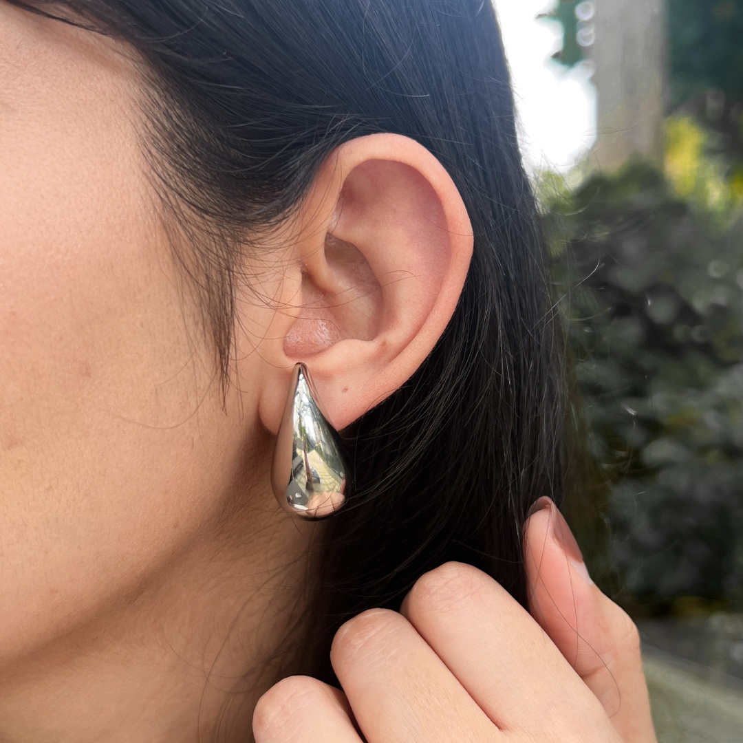 Silver Large Drop Earrings