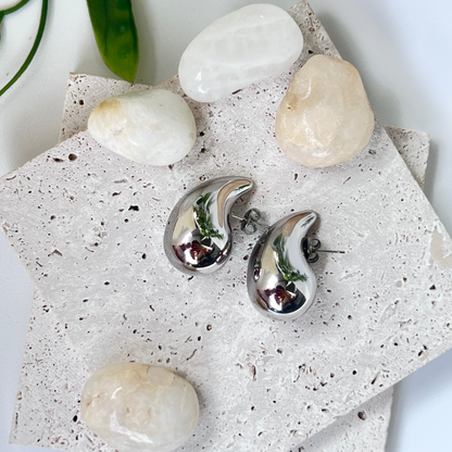 Silver Large Drop Earrings