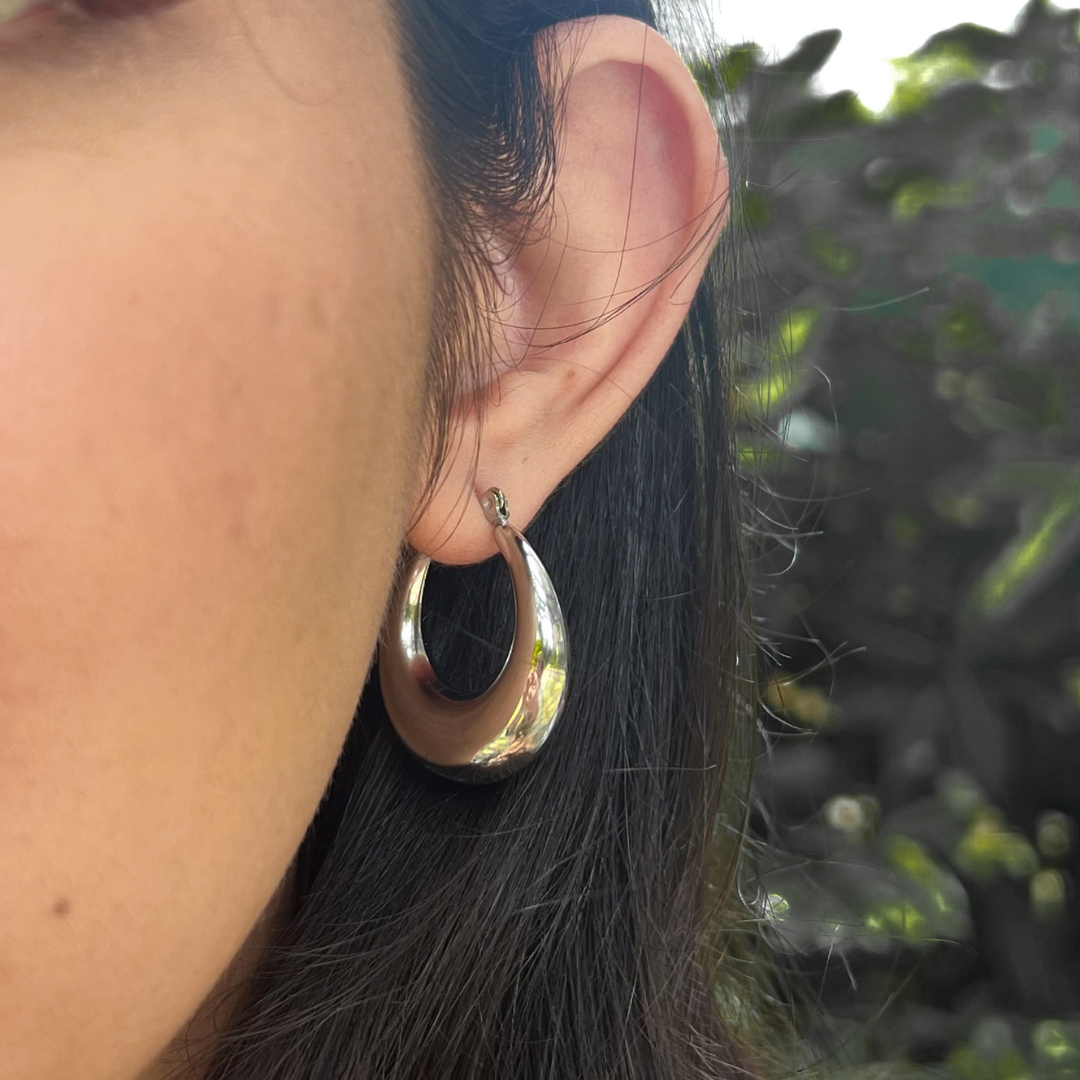 Silver Curved Hoop Earrings